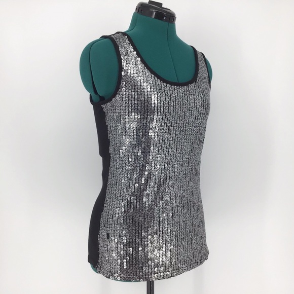 Studio Y Sequin Front Sleeveless Top, Medium - Picture 6 of 16